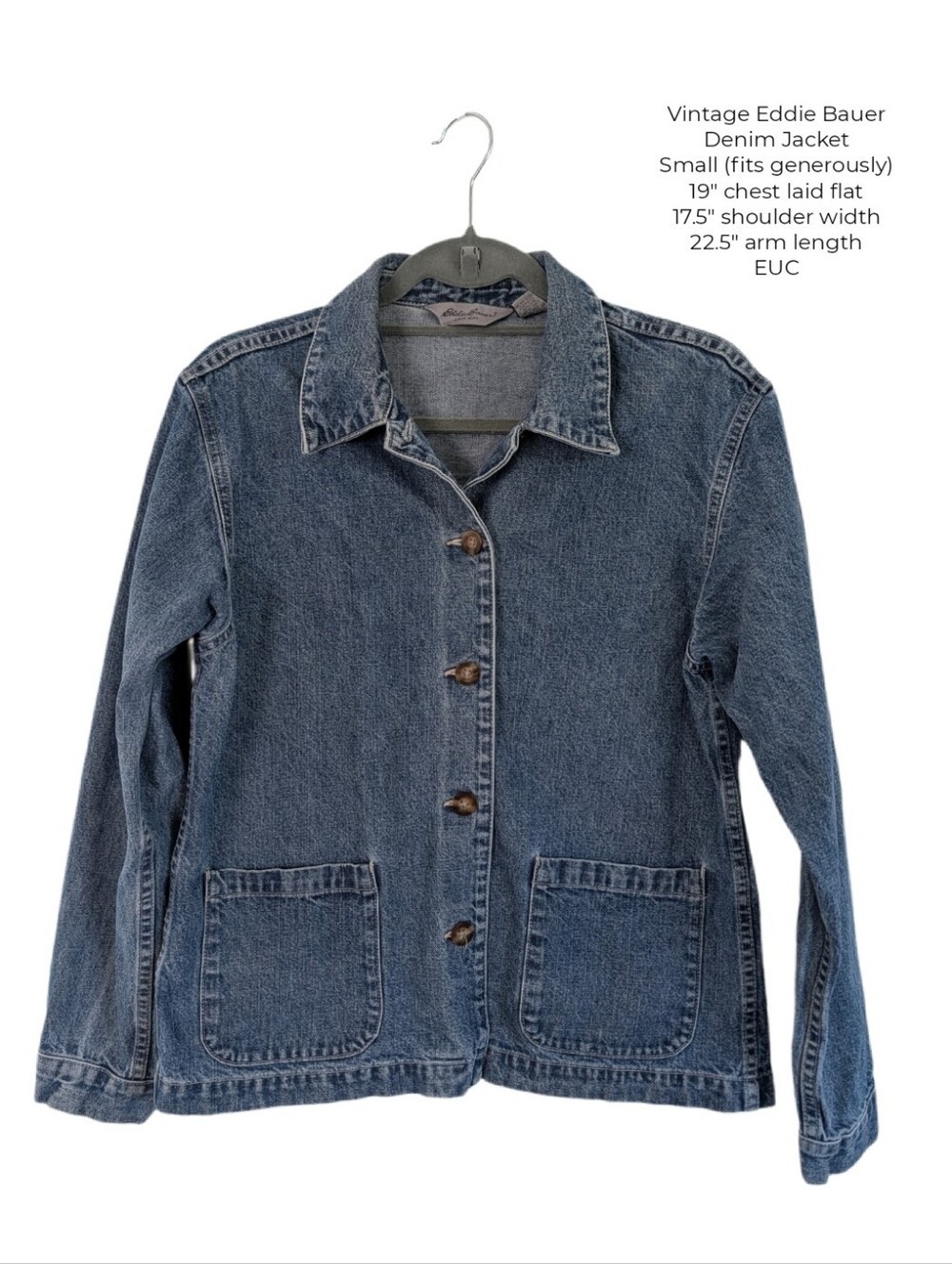 Women's Vintage Denim Jacket Eddie Bauer Women's Blue Jean Jacket Small Medium